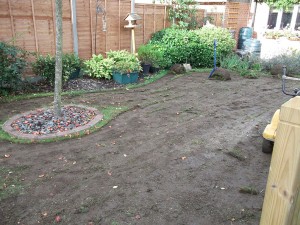 Before turfing - full garden landscape in New Milton
